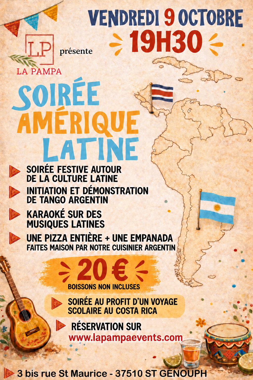 Soirée Amérique Latine à La Pampa, vendredi 9 octobre 2026